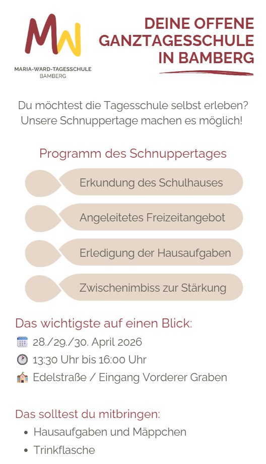 Anmeldung Schnuppertage 2026